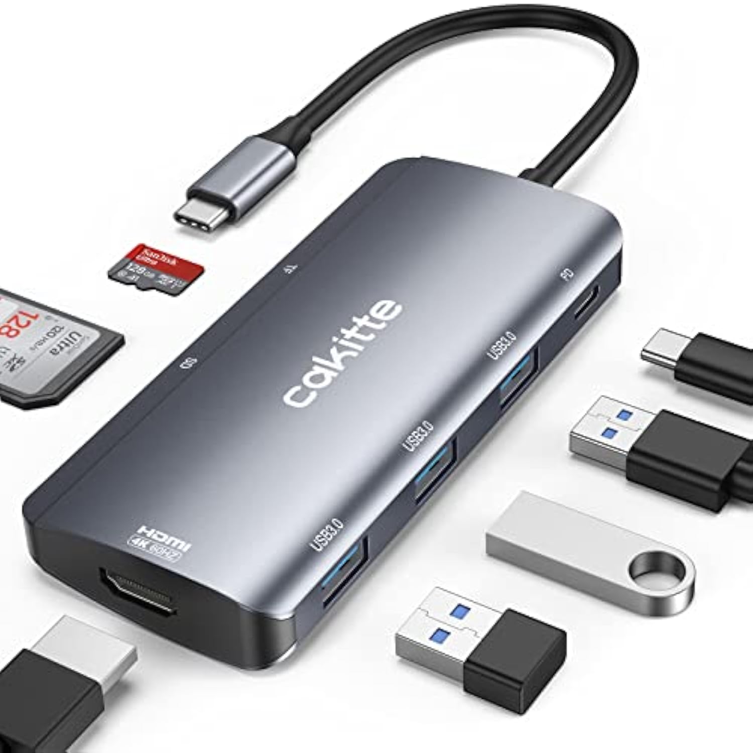 Usb C Hub Multiport Adapter, 7 In 1 Usb-C Hub For Macbook Pro/Air, With 4K 60H