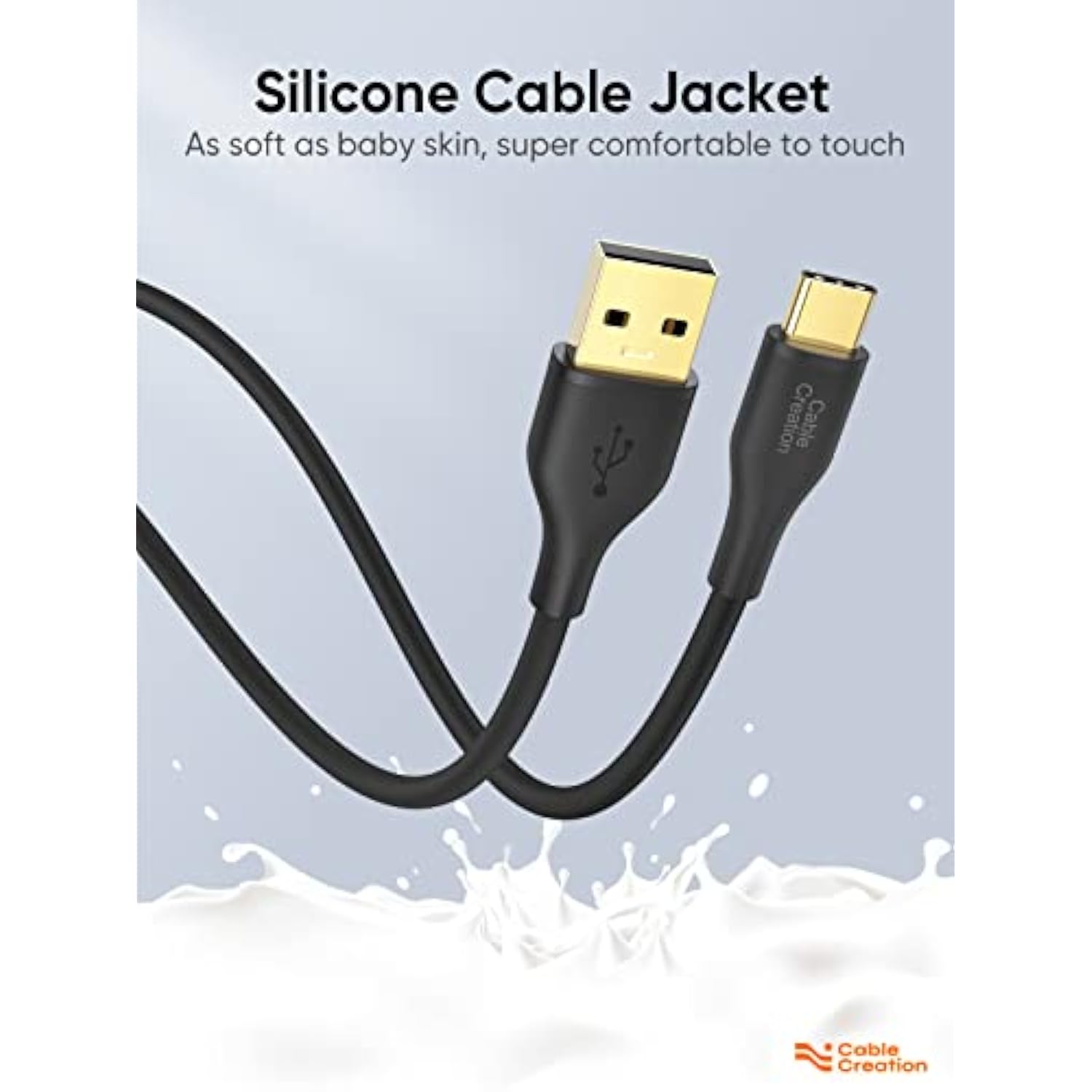 CableCreation USB C Cable 6FT, Silicone USB A to USB C Cable, USB C Charger Cable 3A Fast Charging for iPhone 15/16/16 Pro Max/Plus?Car Carplay, Galaxy, Steam Deck, MacBook Pro/Air, Black