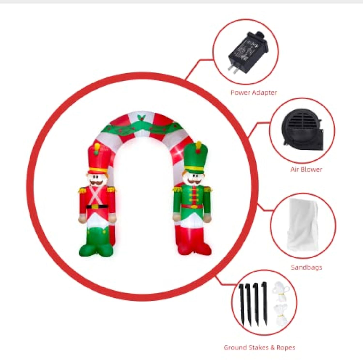 9Ft Christmas Inflatable Arch Outdoor Decoration Xmas Inflatable Nutcracker Soldier Archway Decoration With Lights Outdo