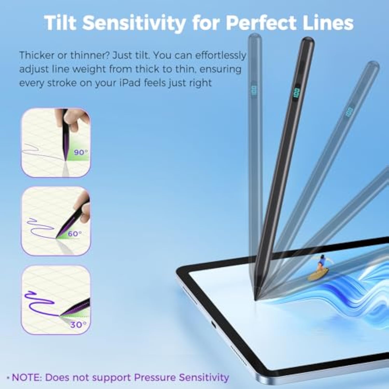 Ipad Stylus Pencil(5 Extra Tips) With Magnetic Attachment,Usb-C Faster Charge,Tilt Sensitivity Palm Rejection,Compatible With2018-2025 Ipad Prom4/12.9/11,Air M3/M2/3/4/5,Ipad6-11,Mini5/6/7Gen?Black?