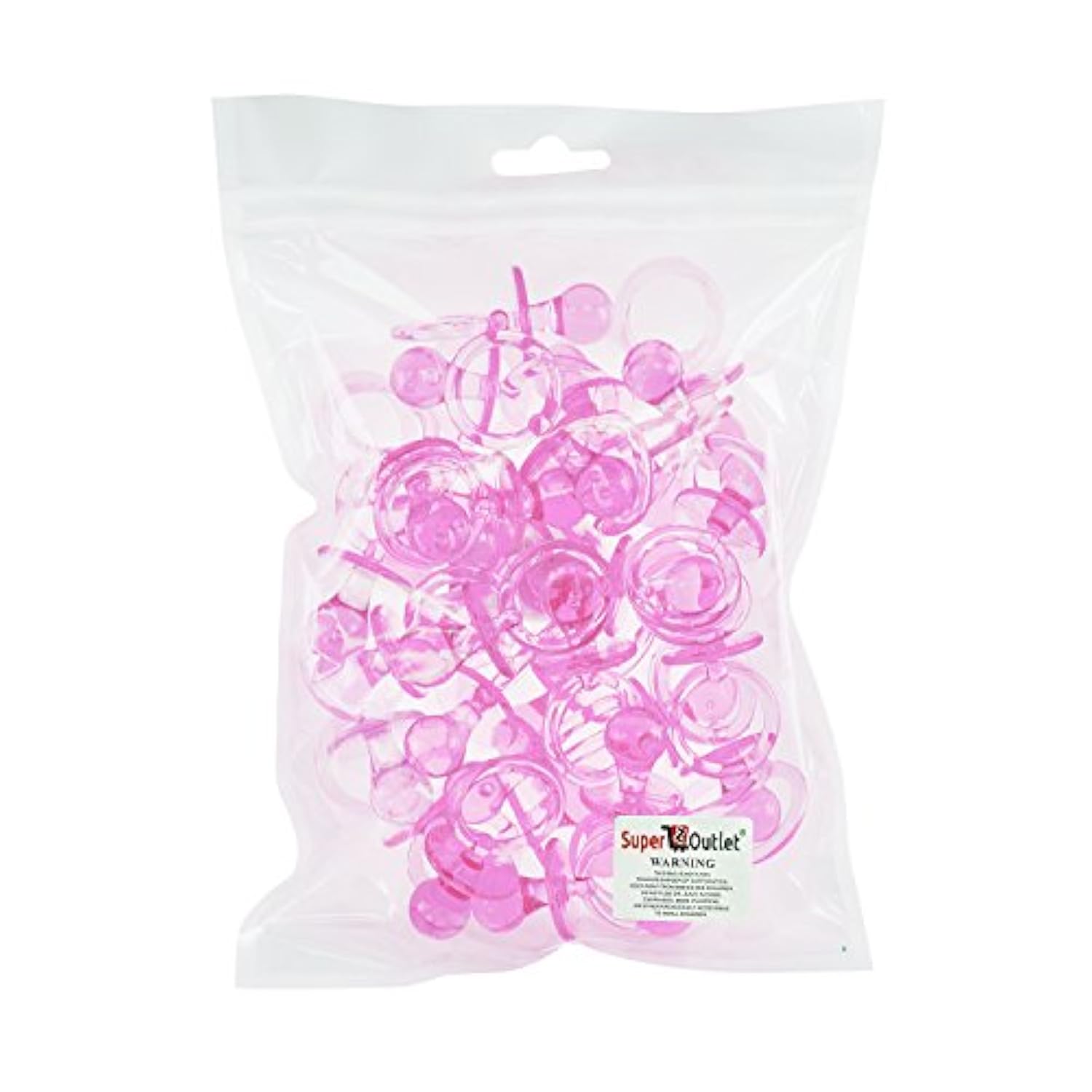 Acrylic Glass Plastic Cute Small Baby Pacifiers For Baby Shower Decorations, Table Scatter, Party Favors, Games & Activities (36 Pieces)(Pink)