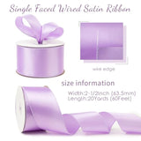 Light Purple Wired Satin Ribbon 2.5 Inch Wide 20 Yards Large Roll, Polyester Fabric, Lavender Lilac Wire Ribbon For Wreaths, Bows Making, Diy Crafts, Gift Wrapping, Christmas Tree, Front Door Decor