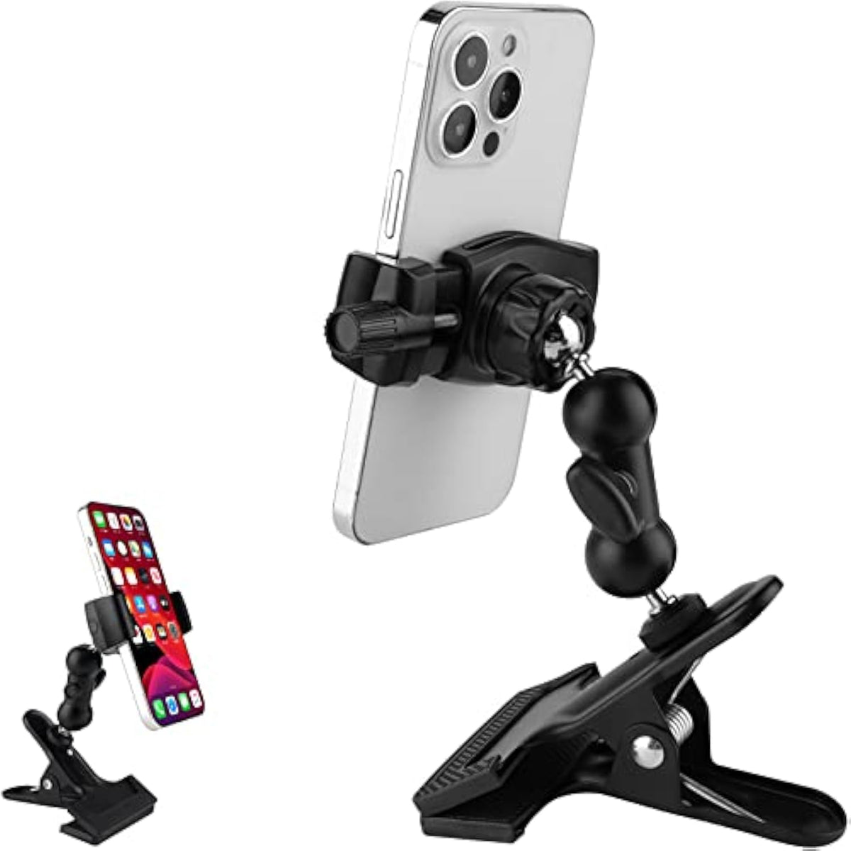 Clamp Phone Stand Holder For Desk/Table/Glass Door/Desktop Baffle/Easel,360°Adjustable Aluminium Alloy Arm Metal Phone Mount,Compatible With /Nexus/Htc/Lg/Huawei/Smart Phones