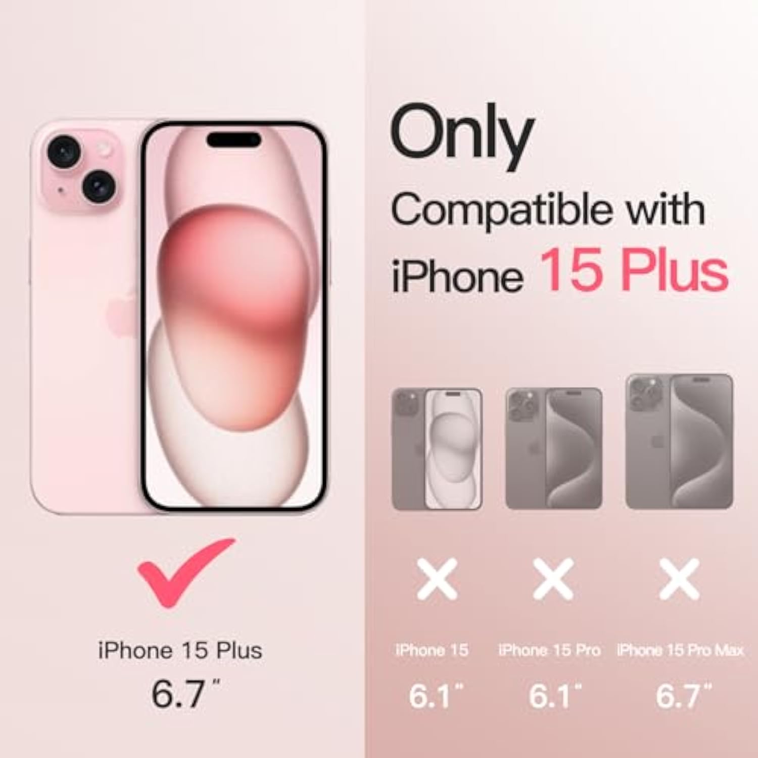 JETech 360 Degree Rotatable Ring Case for iPhone 15 Plus 6.7-Inch Compatible with MagSafe, Slim Shockproof Phone Cover with Stand & Ring Holder (Pink)