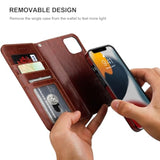 For Iphone 13 Wallet Case Compatible With Magsafe Wireless Charging, Rfid Blocking Magnetic Leather Case With Card Slots Holder Kickstand Detachable Wrist Strap 6.1 Inch (Brown)