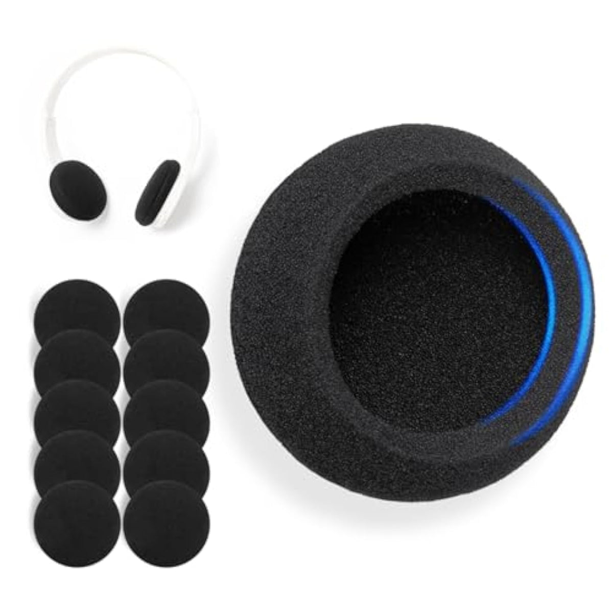 5 Pairs Foam Ear Pads Cushion 60Mm For Sony Mdr-Nc5, Mdr-027, Mdr-023, Mdr-210, Dr-Bt101, Mdr If 120 Headphone, Logitech H800, H111, H330, H340 & More, 4-5Mm Thickness High Density Earpads
