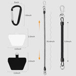 Phone Tether, 2Pcs Phone Lanyard Tether With 4*Patch And 1*Carabiner For Outdoor Hiking Cycling Climbing Skiing Compatible For Iphone Samsung Pixel Most Smartphones(Black+Clear)