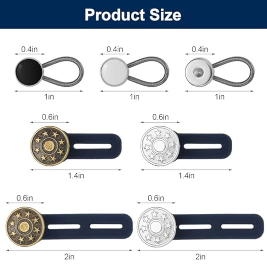 24 Pieces Pants Extender Button Set, Include 12 Pieces Pants Waist Sil