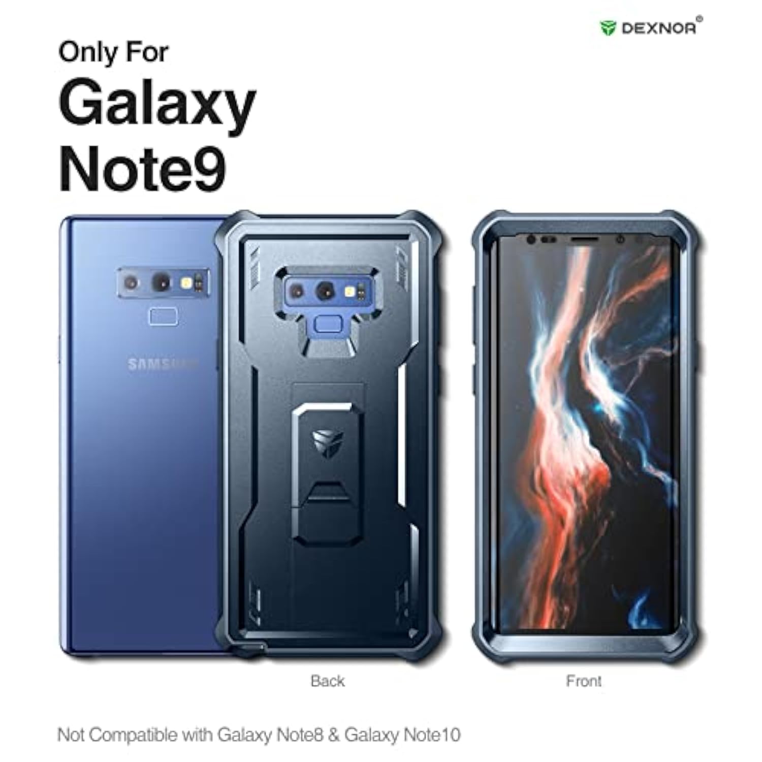 Full Body Case For Samsung Galaxy Note 9/6.4 Inches, [Built In Screen Protector And Kickstand] Heavy Duty Grade Protection Shockproof Protective Cover For Galaxy Note 9,Navy Blue
