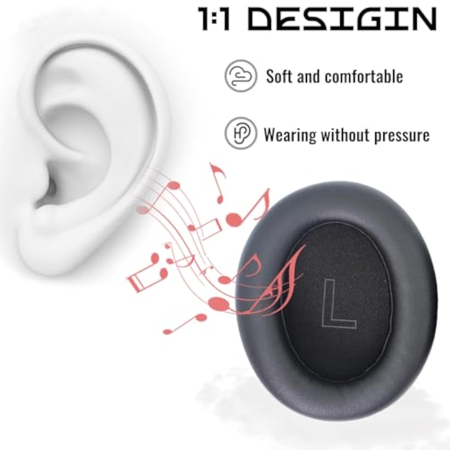 Lifeq10/ Q10 Bt/Life 2 Neo Replacement Ear Cushions, Made Of Protein Leather And Memory Foam?Compatible With Anker Soundcore Lifeq10 / Q10Bt Bluetooth Headphone Pads (Black)