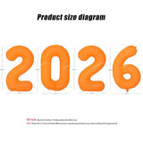 40 Inch 2026 Neon Orange Foil Balloon for New Year Eve Party Decorations