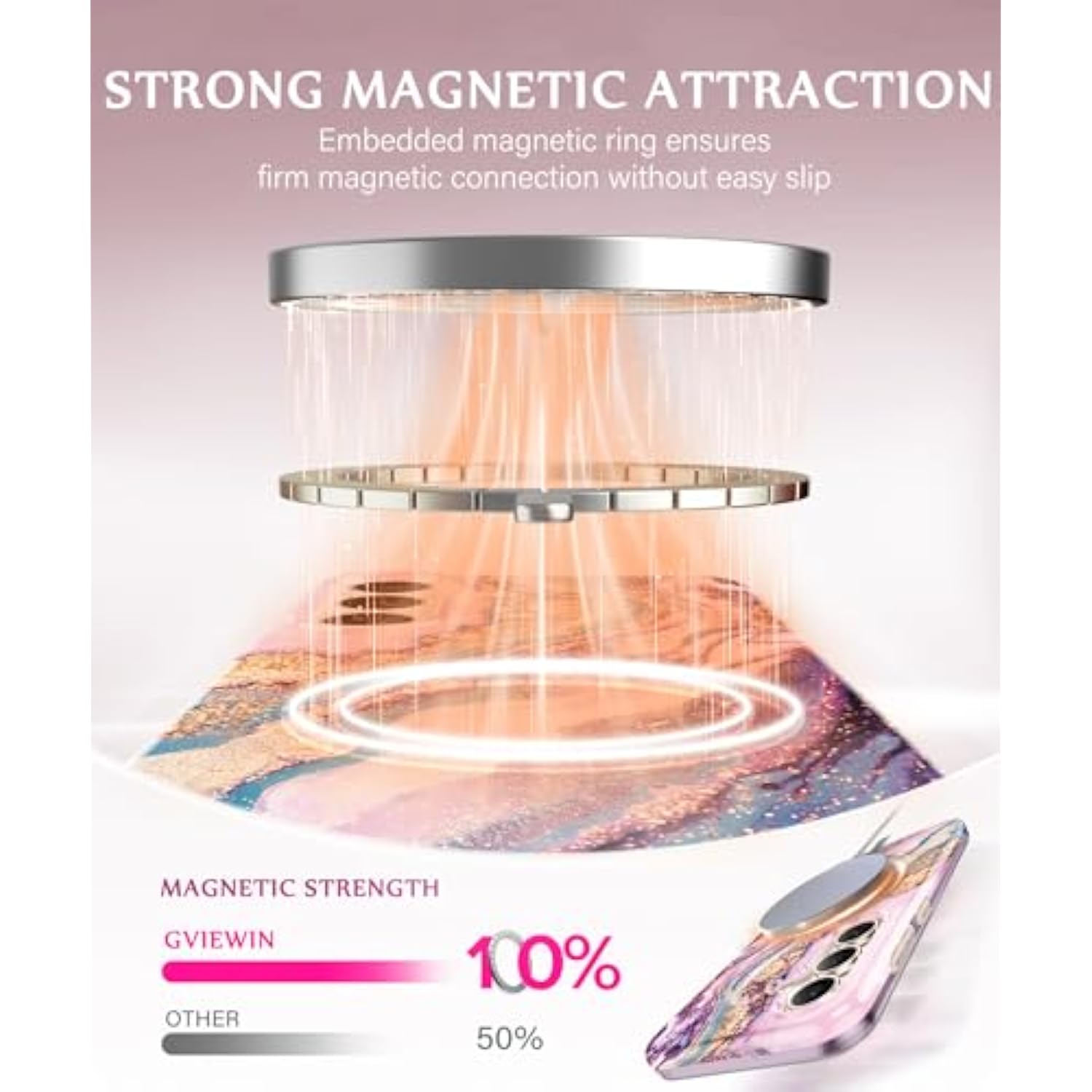 Magnetic For Samsung Galaxy S25 Plus Case [Compatible With Magsafe] [Ai-Tested Dropproof] Marble With Camera Lens+Screen Protector Shockproof Phone Cover For S25+ Plus (Dreamland River/Pink)