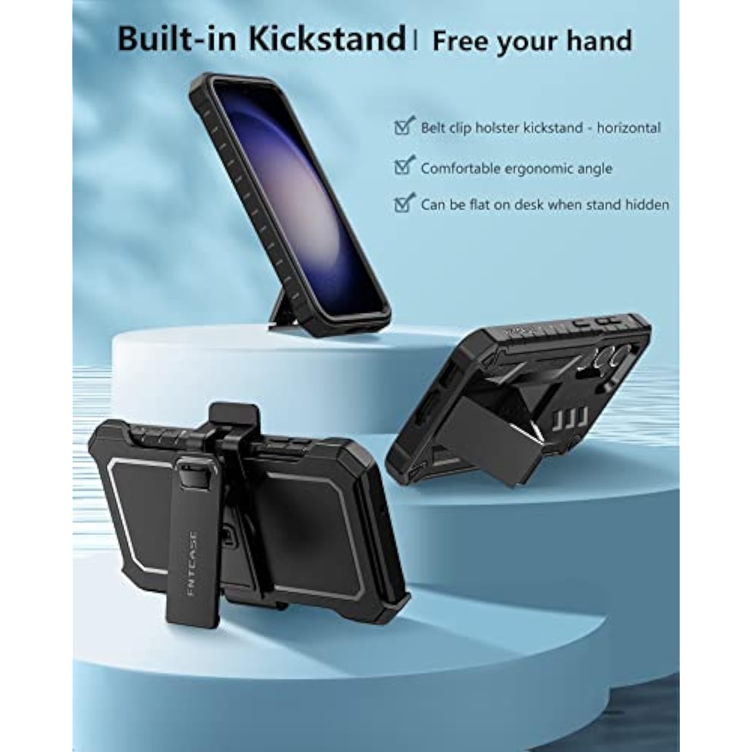 For Samsung Galaxy S23-Plus Case: Heavy Duty Rugged Shockproof Protective Cover With Belt-Clip Holster & Kickstand | Military Grade Protection Phone Case For Galaxy S23 Plus Black