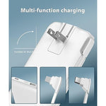 Power Bank With Built In Ac Wall Plug, Ultra Slim 10000Mah Portable Charger With Built In Cables External Battery Pack Compatible With Iphone Android Smart Devices