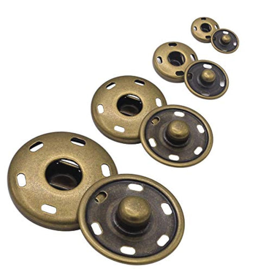 55 Sets Sew-On Snap Buttons Metal Snap Fastener Durable Press Studs Bu