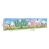 Hello Spring Large Banner Birds With Flowers Banner,Welcome Home Outdoor Flag Sign Decorations Holiday Party Polyester Outdoor Decor With Brass Grommets 8.2X1.64 Ft