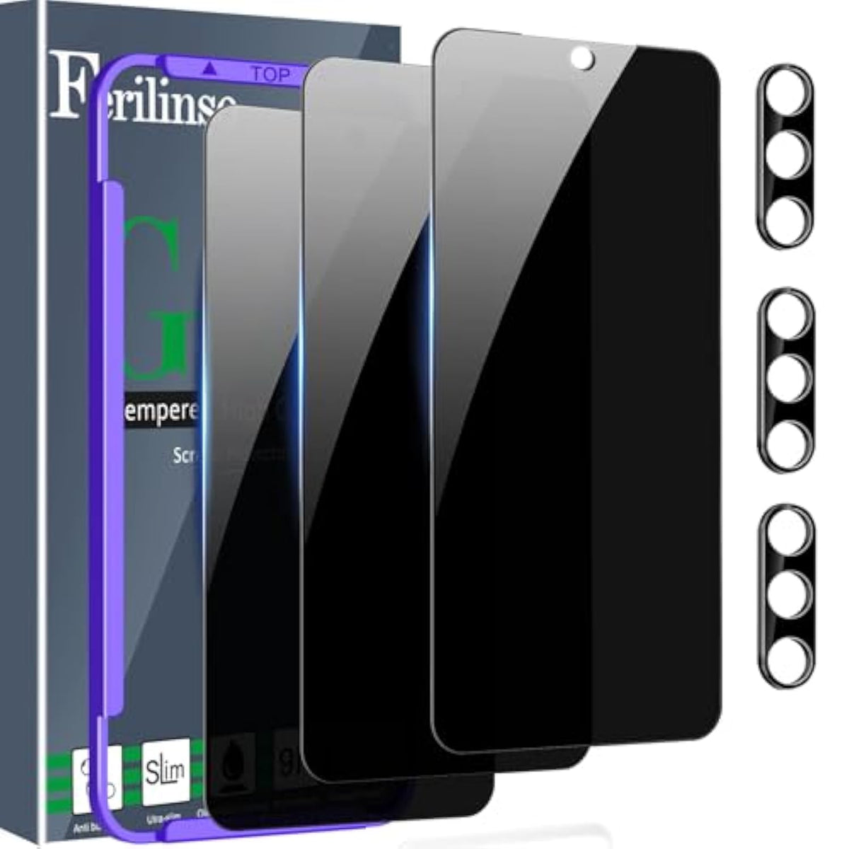 3 Pack Privacy Screen and Camera Glass Protectors for Samsung S25