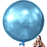 36 Inch Giant Metallic Blue Balloons, 6 Pack Large Round Blue Latex Balloons For Anniversary, Birthday, Christmas, Wedding, Baby Shower Party Decorations