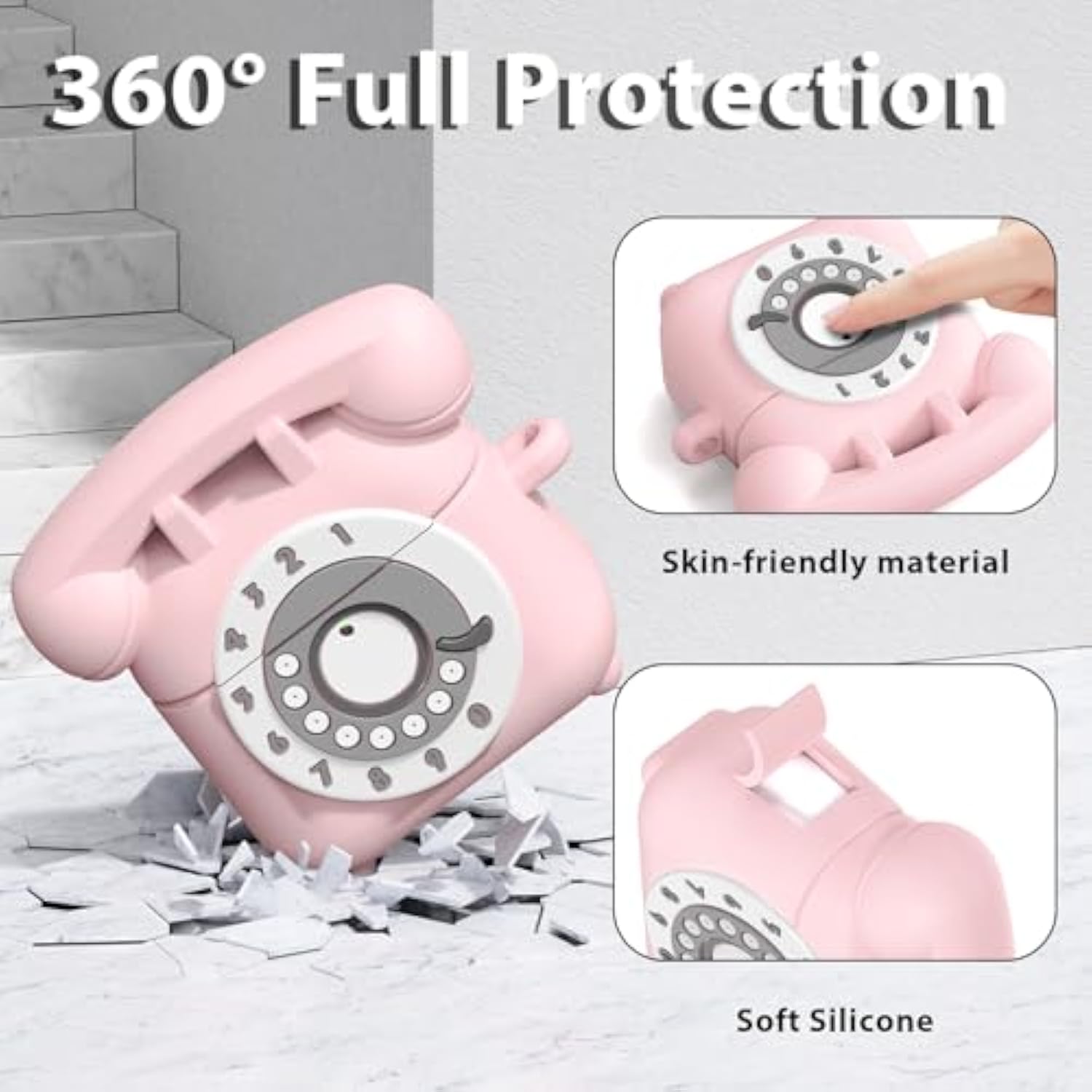 Compatible With Airpods 4 Case 2024 With Cleaner Kit, Retro Phone Design For Airpod 4Th Generation Case Cover, Soft Silicone Shockproof Protective Case For Air Pods 4 Cases Cute (Pink)