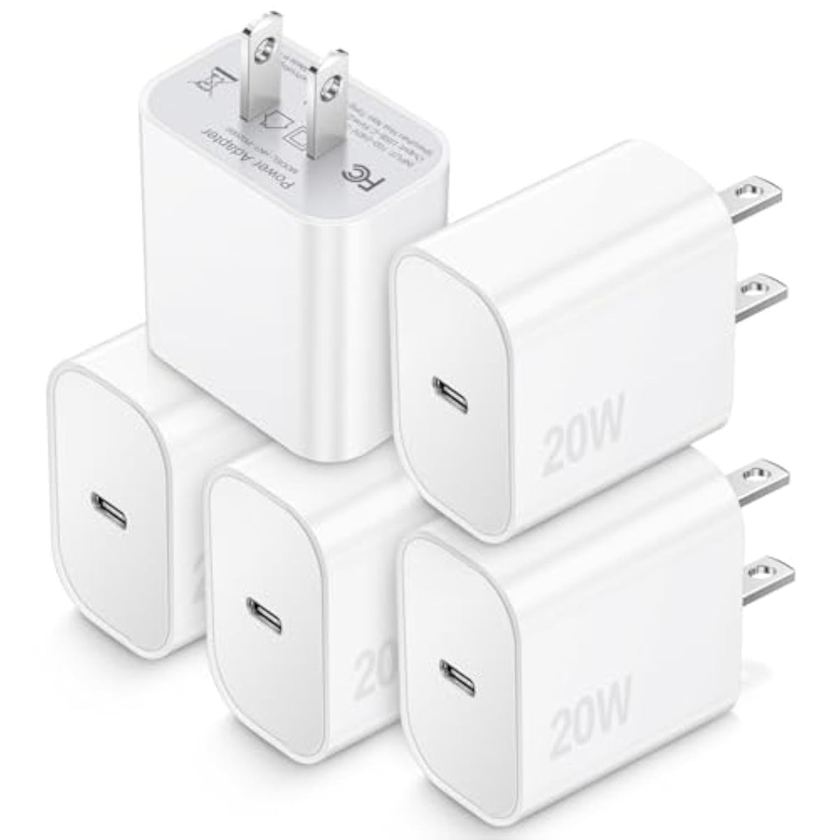 Usb C Charger Block, Typec Charging Blocks 5Pack, 20W Pd Quick Fast Charger Box Brick Cube Compatible With Iphone 16/15/14 Pro Max/14 Plus/13 Pro/12 Pro/Airpods/Ipad/Galaxy,Pixel 4/3