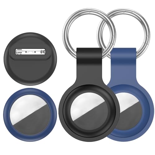 [4 Pack Family Set] Case Compatible With Apple Airtag Holder, 2 Keyring + 2 Pin-Style Secure Protectors, Durable Silicone Anti-Loss Shockproof Gps Cover For Kids, Pets, Bags, Luggage Tracking