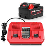 18V 6Ah Battery And Mwq 18V Dual Port Charger Set For Milwaukee Wk18 Tools 48-11-1850 48-11-1860 48-11-1820 48-11-1840 48-11-1830 48-11-1870 48-11-1880 Fast Charging