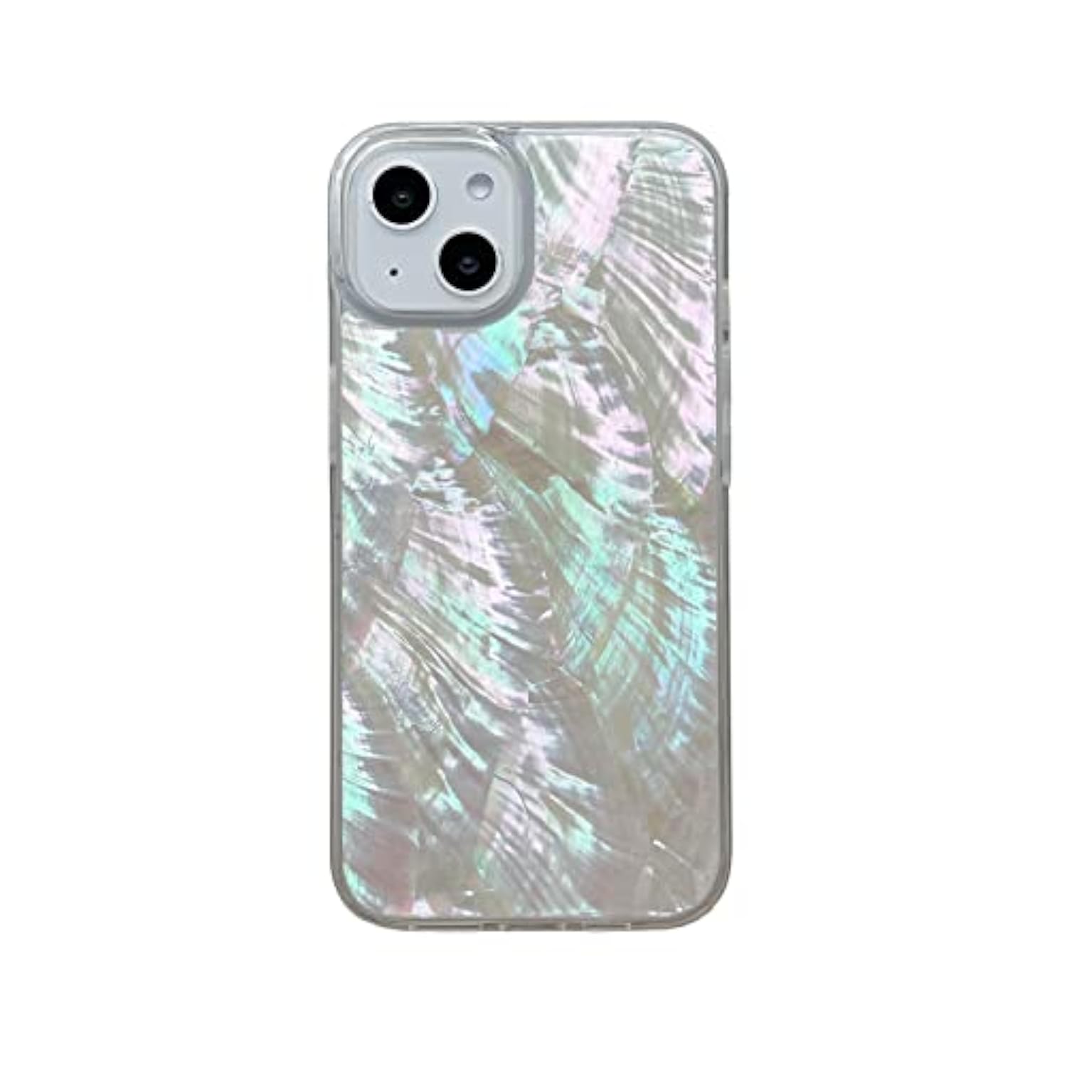 Mother Of Pearl Glitter Phone Case For Iphone 13/Iphone 14,Bling Shiny Real Seashell Pattern Slim Glossy Sleek Stylish Trendy Protective Shockproof Girls Women I13/I14 Cover 6.1"