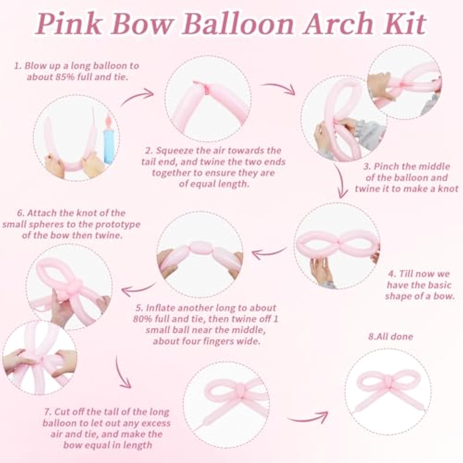 Pink Bow Balloons Arch Kit, 199Pcs Coquette Balloons Garland With 260 Clear Balloons Pink Ribbon Bow For Bow Coquette Birthday Decorations Bachelorette Baby Shower Bridal Shower