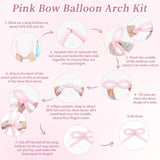 Pink Bow Balloons Arch Kit, 199Pcs Coquette Balloons Garland With 260 Clear Balloons Pink Ribbon Bow For Bow Coquette Birthday Decorations Bachelorette Baby Shower Bridal Shower