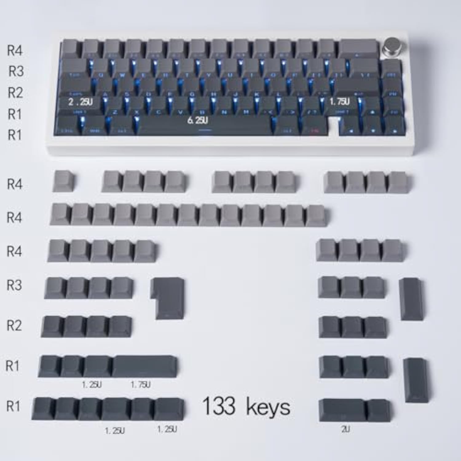 Pbt Doubleshot Keycaps 134 Keys Gradient Gray Backlit Oem Profile Keycaps Full