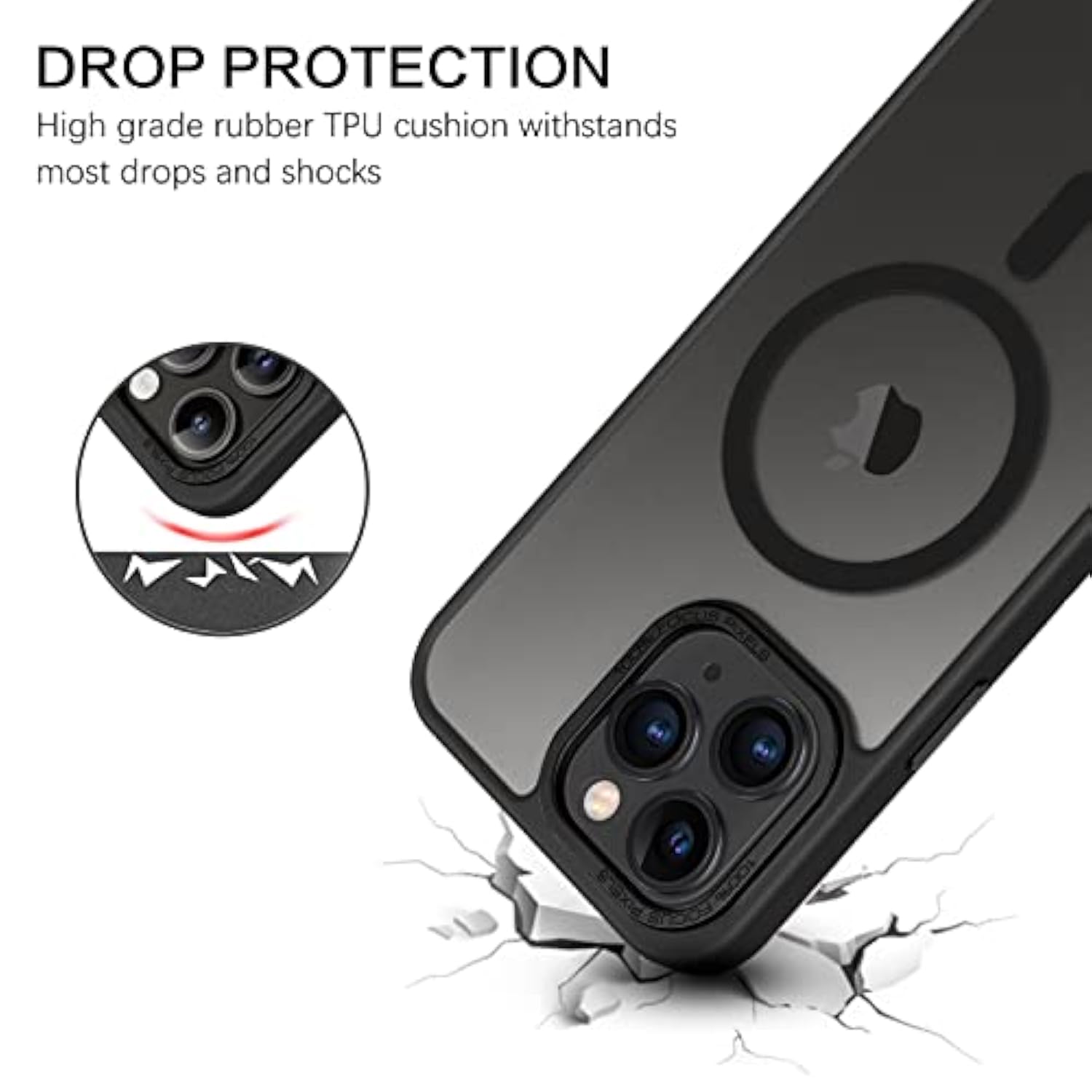 Magnetic For 11 Pro Max Case [Compatible With Magsafe] Translucent Matte 11 Pro Max Phone Case Slim Shockproof Women Men Girl Protective Cover Case For 11 Pro Max 6.5",Black