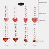 Red Heart Garlands Heart Shaped Banner Love Theme Party Decorations Valentine Streamer Bridal Shower Ceiling Anniversary Decor Ceiling Dot Garland Mothers Day Bachelorette Engagement Wedding