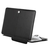 MOSISO Compatible with MacBook Air 15 inch M4 A3241 M3 A3114 M2 A2941 2025 2024 2023/ Pro 15 Case A1990 A1707 2019-2016, PU Leather Portfolio Protective Stand Cover Sleeve with Clear Strip, Black