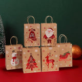 12 Packs Christmas Gift Bags With Handles 8X6 Inches Small Christmas Kraft Paper Bags For Holiday Xmas, 6 Style