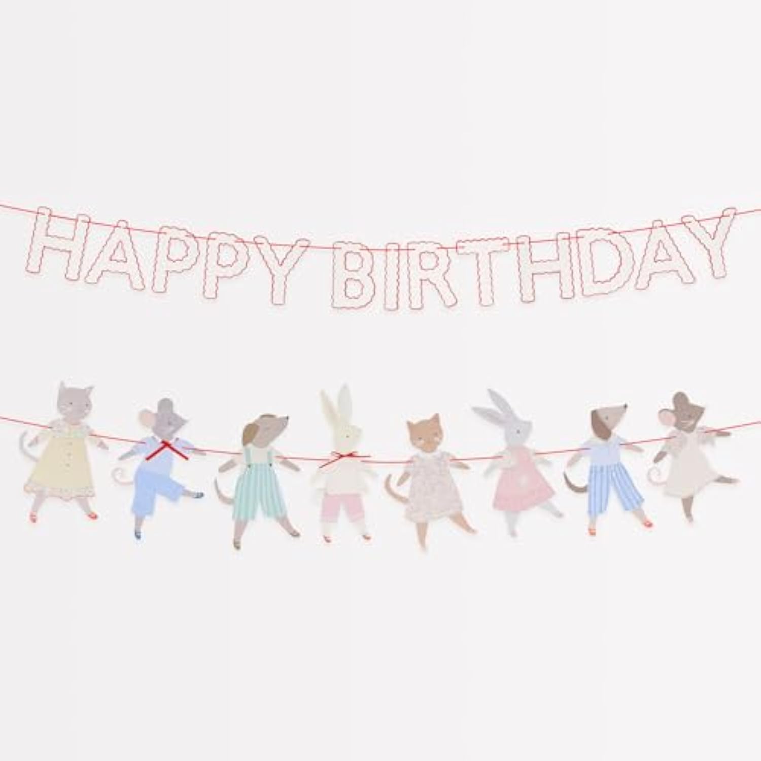 Meri Meri Animal Friends Party Banner (Pack of 1) Two Strand Party Banner, Reusable Party Decorations, Measures 10' Including Excess Cord