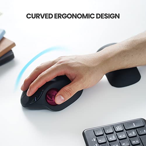 11568 Perimice-717 Wireless Trackball Mouse, Build-In 1.34 Inch Trackball With Pointing Feature, 5 Programmable Buttons, 2 Dpi Level, Black