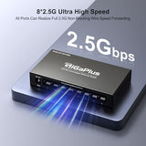 8 Port 2.5Gb Unmanaged Ethernet Switch With 8* 2.5G Base-T Ports. 2.5Gbps Network Switch For 2.5Gbps Nas/Pc, Wifi6 Router, Wireless Ap. Fanless Design, Plug And Play