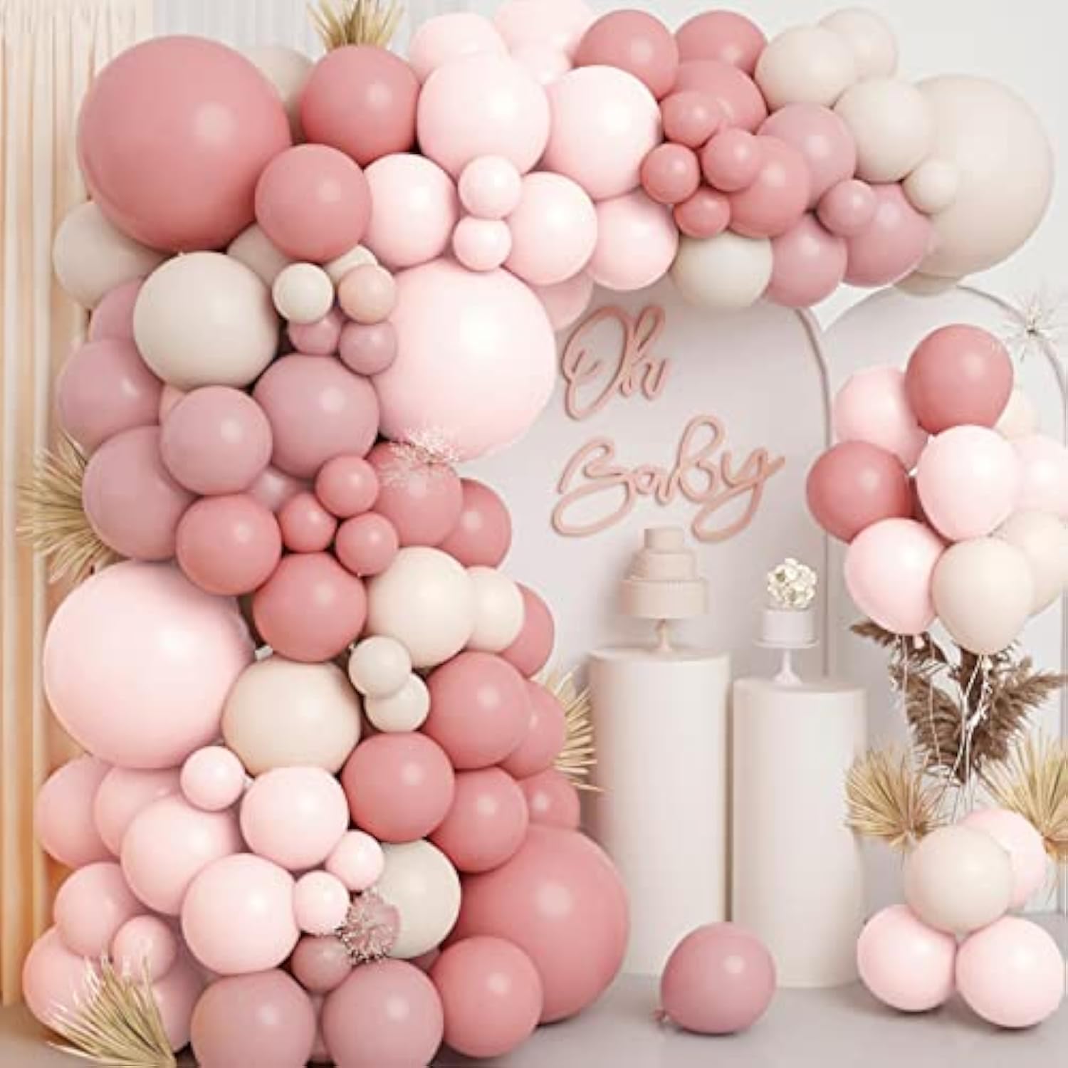 18Inch Boho Dusty Rose Pink Nude Neutral Sand White Balloons Balloon A
