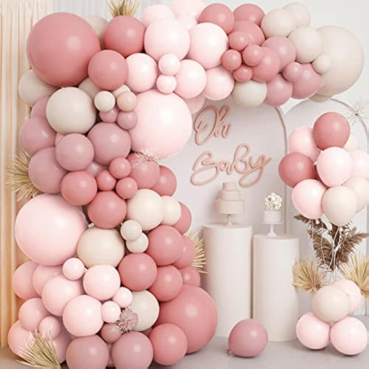 18Inch Boho Dusty Rose Pink Nude Neutral Sand White Balloons Balloon A