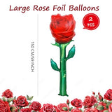 , Giant Red Rose Balloons - 59 Inch, Pack Of 2 | Rose Foil Balloons, Valentines Day Decorations | Flower Balloon | Proposal Decorations | Happy Anniversary Decoration