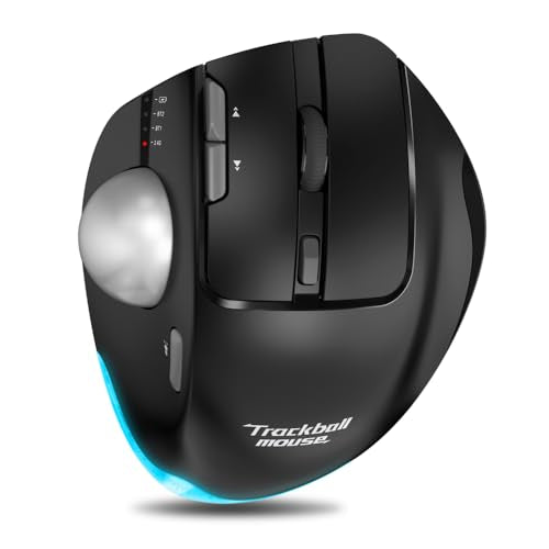 F-33 Wireless Trackball Mouse - Easy Thumb Control, Precision And Smooth Tracking, Tri-Mode Ergonomic Mouse Wirh Programmable And Adjustable Mouse Angle Compatible For Pc, Laptop - Black
