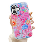 Case Compatible With Iphone 16 Compatible With Magsafe Summer Collage Coastal Scratch Resistant Hybrid 2-Layer Hard Protective Phone Cover For Girl Women Boy Men 6.1 Inch Pink