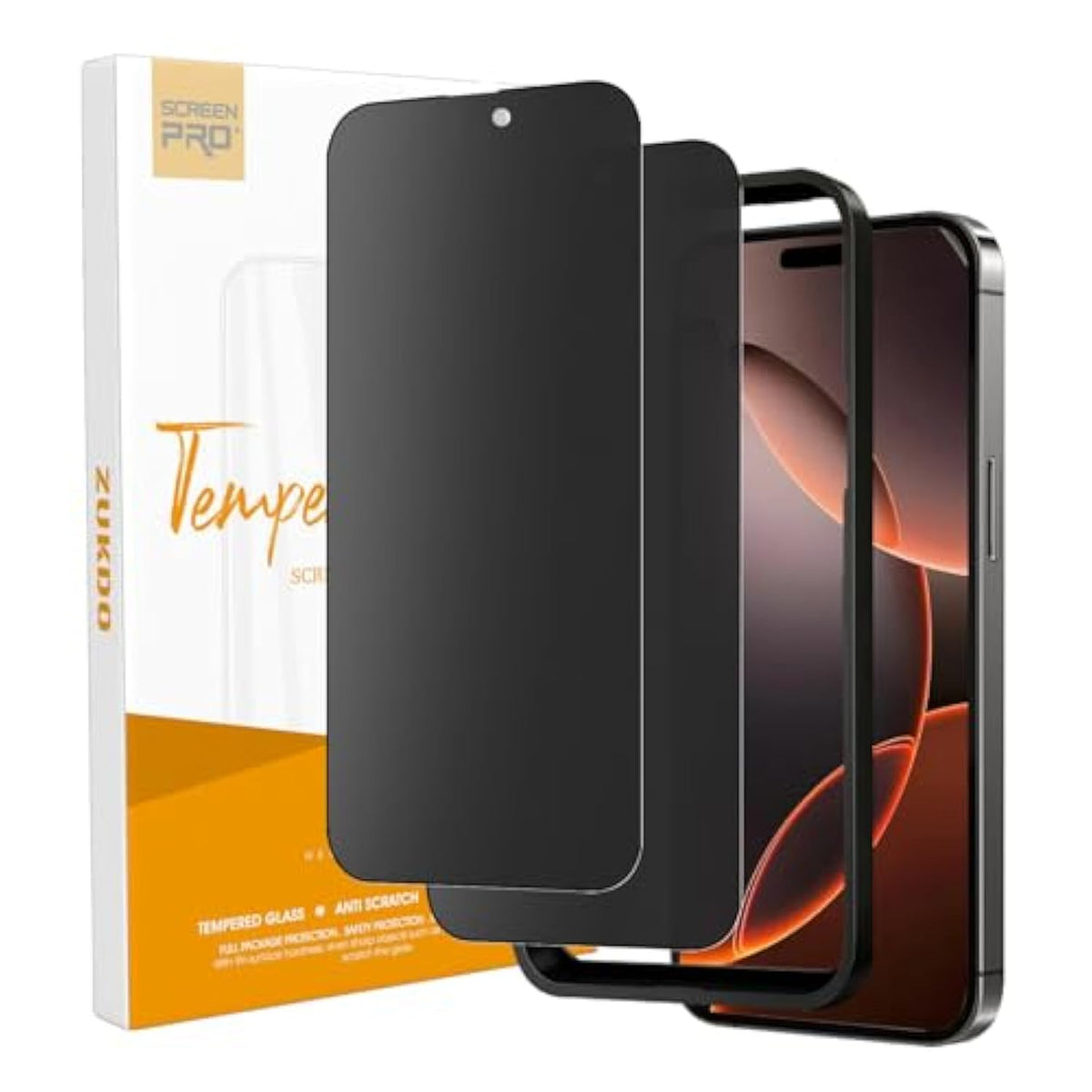 2 Pack For Iphone 16 Pro 6.3" Matte Privacy Screen Protector Anti-Glare Anti-Spy Tempered Glass Film Anti-Fingerprint Easy Installation