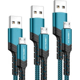 Micro Usb Charger Cable, (3-Pack 3.3Ft+6.6Ft+10Ft) Android Charger Micro Usb To Usb A Nylon Braided Cord Compatible With Samsung Galaxy S6 S7 Edge Note 5, Kindle And More-Green