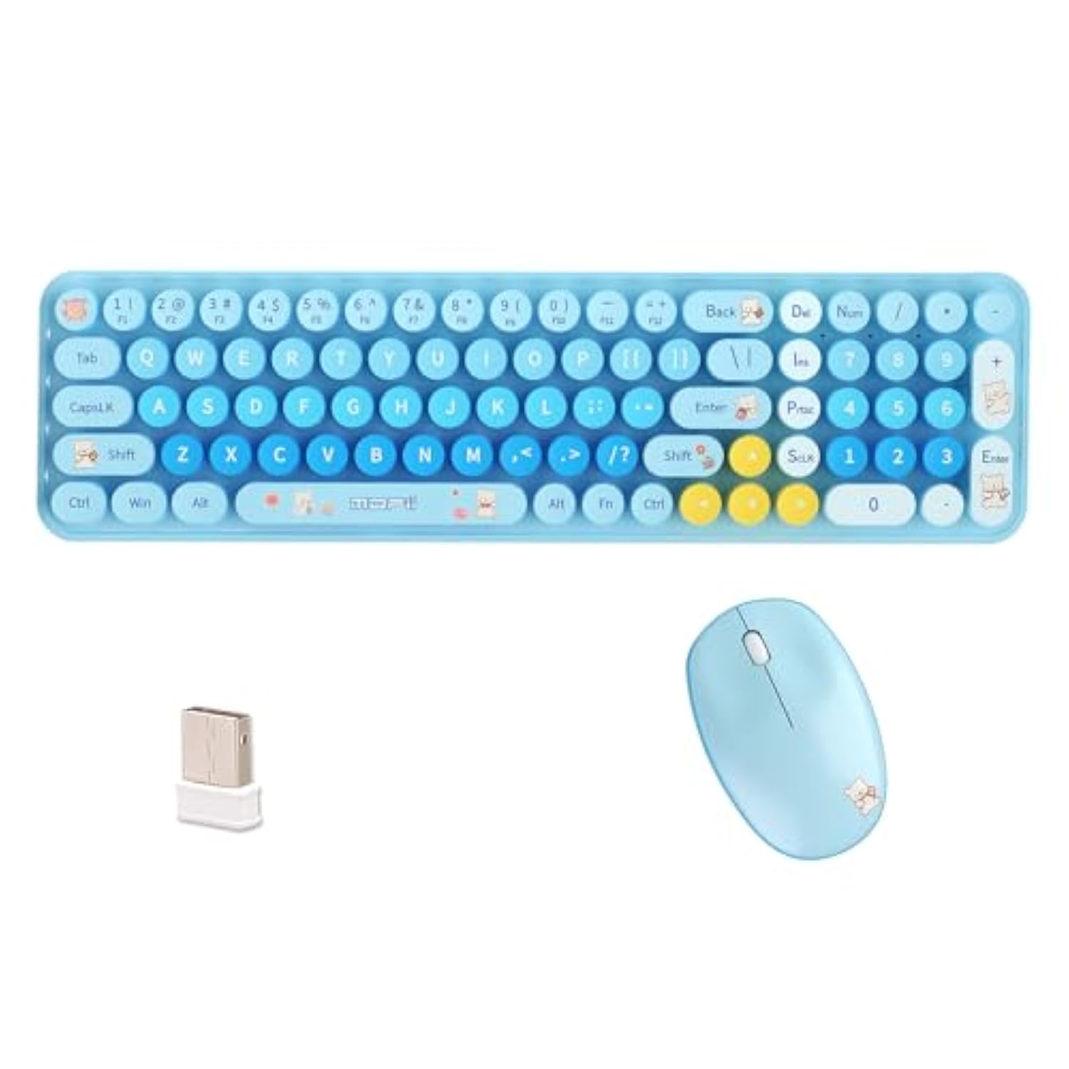 Cute Baby Bear Compact Wireless Keyboard And Mouse Combo, Colorful 85 Round Keys With Numeric Keys, 2.4G Wireless, Gift For Girls And Kids, Compatible With Notebook, Pc (Pink)
