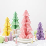 4 Pcs Pastel Paper Christmas Tree Honeycomb 3D Foldable Centerpiece