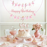 3Pcs Pink Ballerina Birthday Party Banners, Ballet Girls Happy Birthday Decorations Ballet Themed Hanging Banner Decor For Girls Tutu Dance Party Supplies