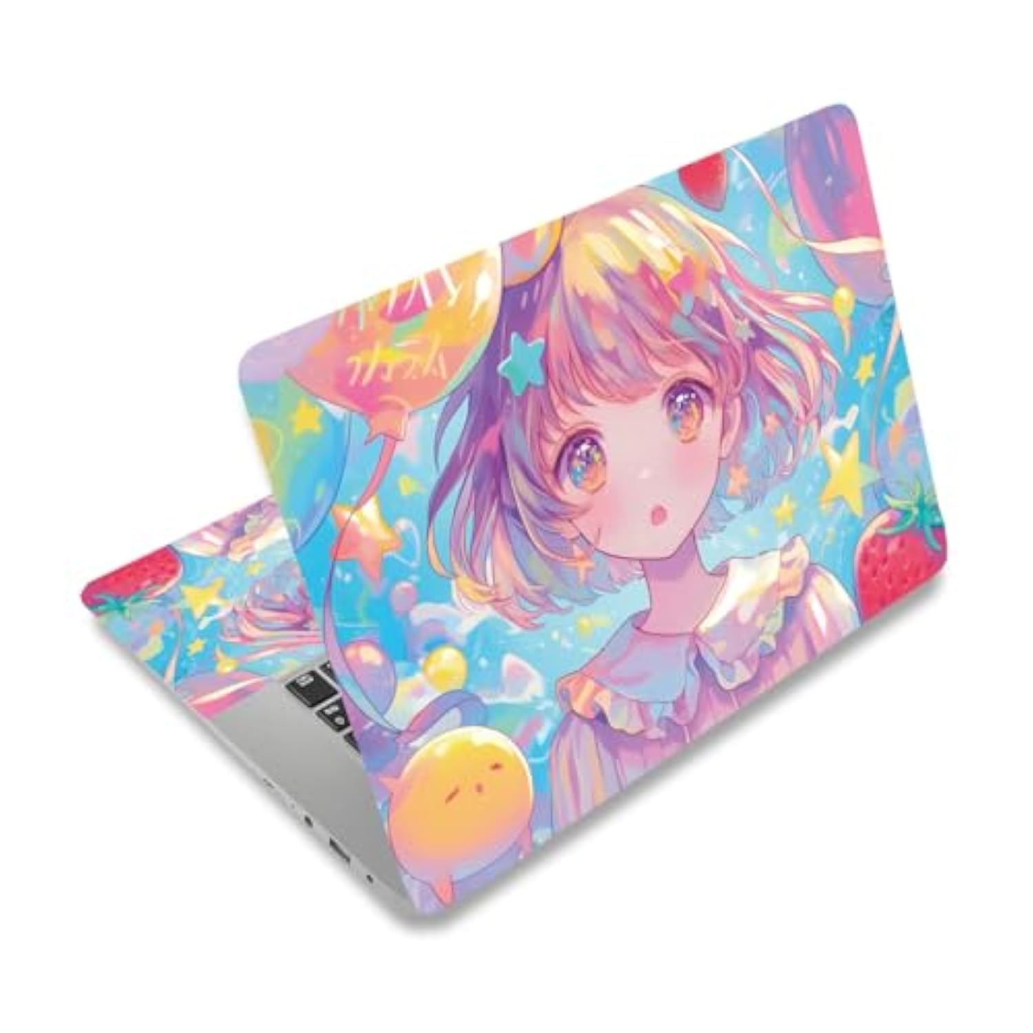 Kawaii Girl Laptop Skin Sticker Decals Fits 12" 13" 13.3" 14" 15 Inch Laptop Cute Universal Removable Vinyl Notebook Cartoon Art Protector Netbook Pc Cover Decal