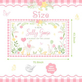 Goose Baby Shower Banner A New Silly Goose Is Almost On The Loose Backdrop Plaid Floral Silly Goose Baby Shower Decorations Little Duck Theme Gender Reveal Banner Party Supplies (Pink, 6X3.6Ft)