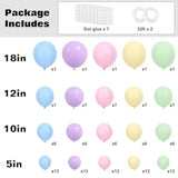 135Pcs Pastel Balloon Arch Kit, Macaron Rainbow Latex Balloon, Different Sizes 18 12 10 5 Inch For Garland Baby Shower Birthday Party Gender Reveal Garland Decoration